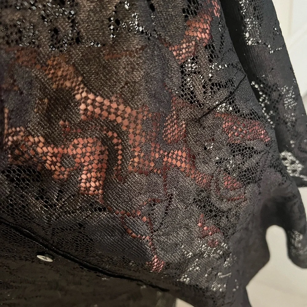 New free people black lace top iridescence blouse size small peplum style - Picture 6 of 9